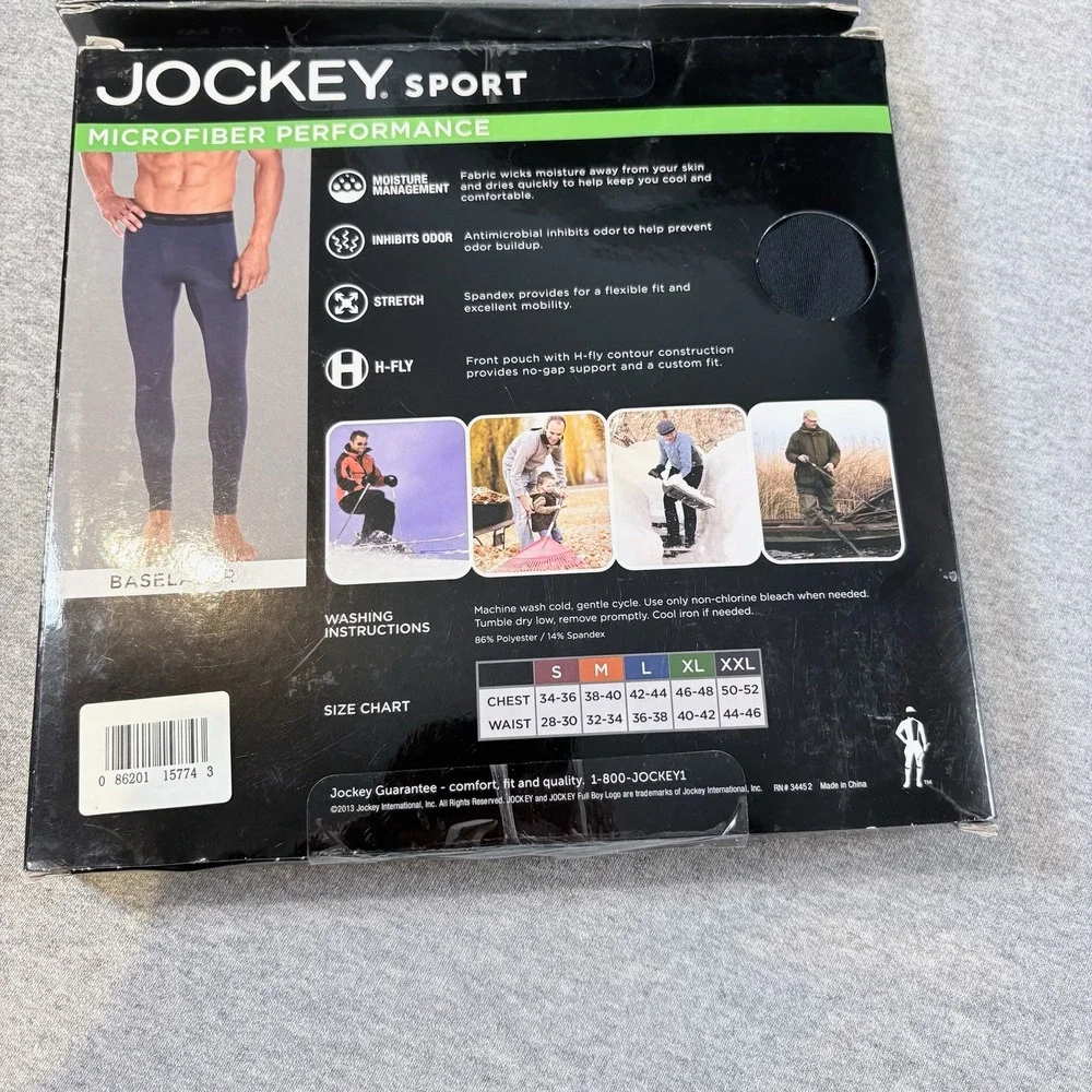 Jockey Sport Baselayer Set Mens XXL Black Microfiber Performance Top & Pants